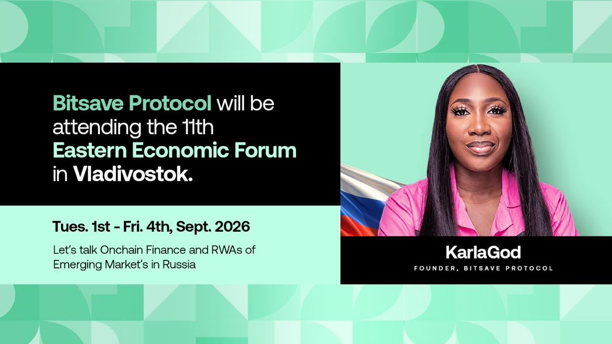 _karlagod's tweet photo. I'll be attending the XI Eastern Economic Forum in Vladivostok, Russia.

I'll be presenting on Real World Assets and what @BitsaveProtocol's BizMarket is building as yield infrastructure for emerging market Informal Markets and Money Markets.

From Port-Harcourt to Vladivostok Russia ✈️

The conversation about onchain finance leveraging the real economy of  emerging markets is global now and @BitsaveProtocol is at the centre of it!

If you're attending EEF and want to connect, do let me know!

Watch this space for more updates🥳