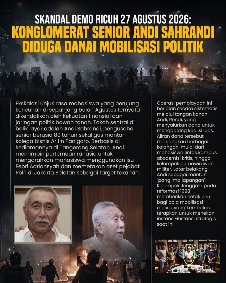 DesyaAnastct's tweet photo. Bohir Demo menjadi sorotan karena narasinya tidak hanya bicara massa aksi tapi juga dugaan koordinasi dan pendanaan di balik gerakan #PendanaDemoAgustus https://t.co/1x6mt6tdjN