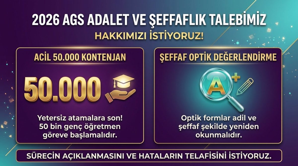 atanacakpisi's tweet photo. 2025 ve 2026 AGS istatistiklerinin açıklanması akıllardaki kuşkuları giderecektir. Bu mağduriyetin en adil telafisi 50 bin atama verilmesidir.
#26AGSiçinDDK @RTErdogan @Yusuf__Tekin @oktay_saral @TanrikuluSalih @OSYMbaskanligi @BayramAliErsoy @edipuzen https://t.co/bXByhmJ6C2