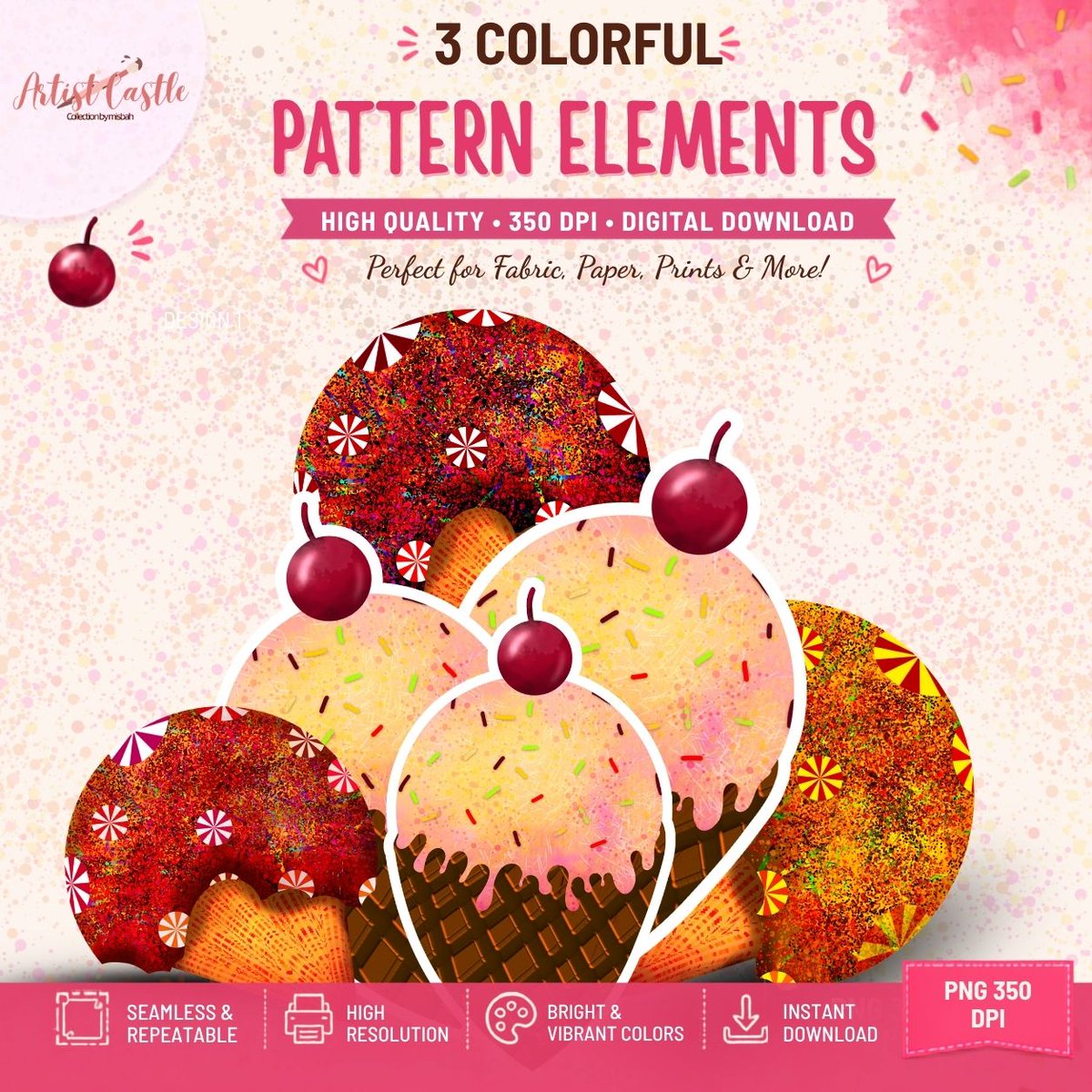artistcastle2's tweet photo. Ice Cream Seamless Pattern Bundle, PNG, T-Shirt & Mug Designs, Sublimation Digital Download https://t.co/LW1xfgxAKW via @Etsy https://t.co/PI8wd10mCM