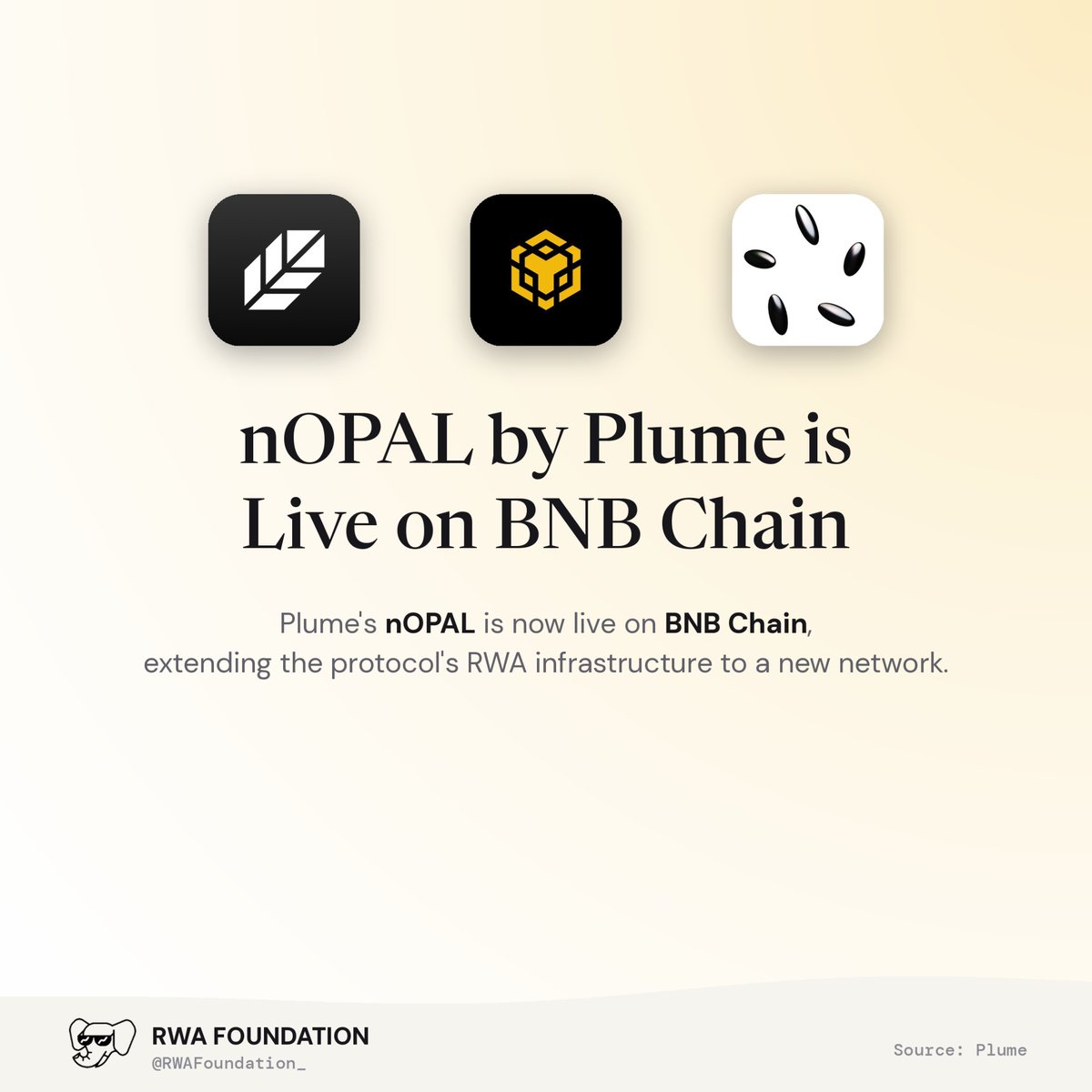 RWAFoundation_'s tweet photo. nOPAL by @plumenetwork goes live on BNB Chain 🐘 https://t.co/xcho78ogGZ