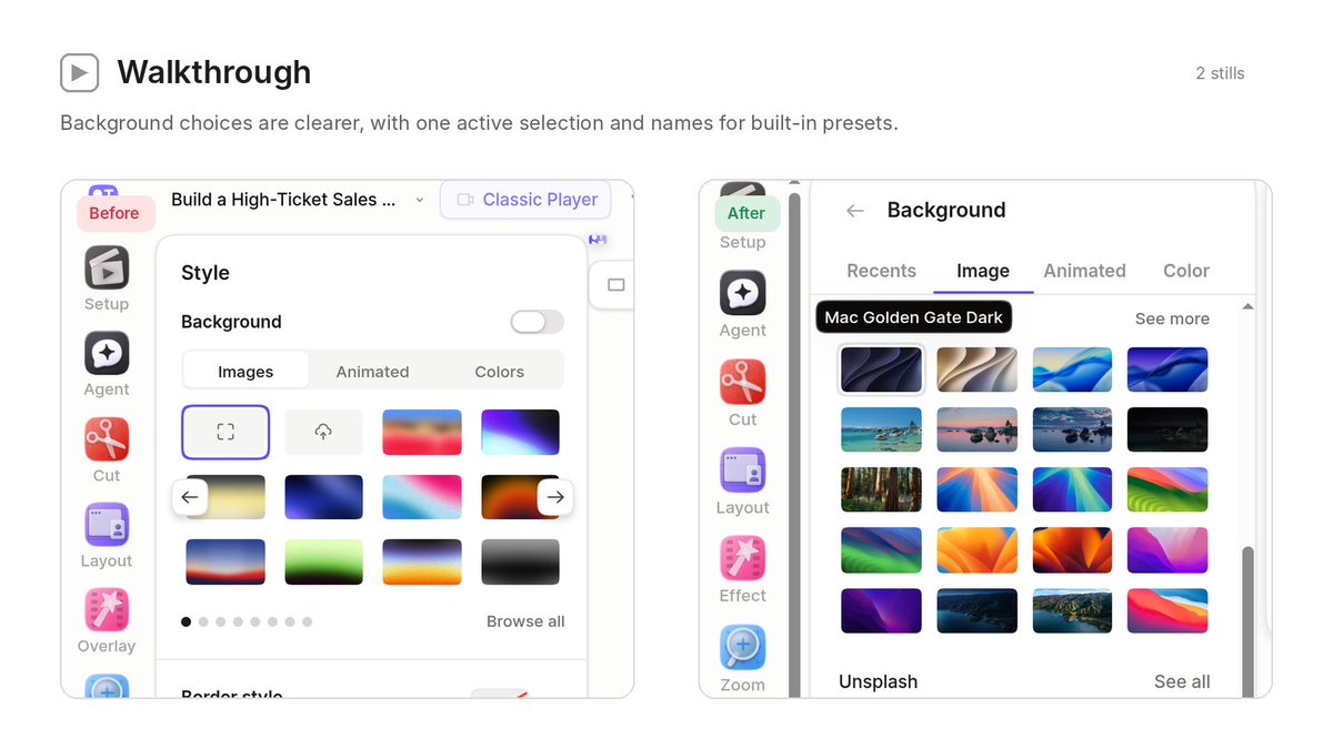kentdebruin's tweet photo. Walkthroughs show you what an agent completed through summaries, screenshots and demo videos. 
Review the result without testing every change yourself. https://t.co/gnqKJNT56r