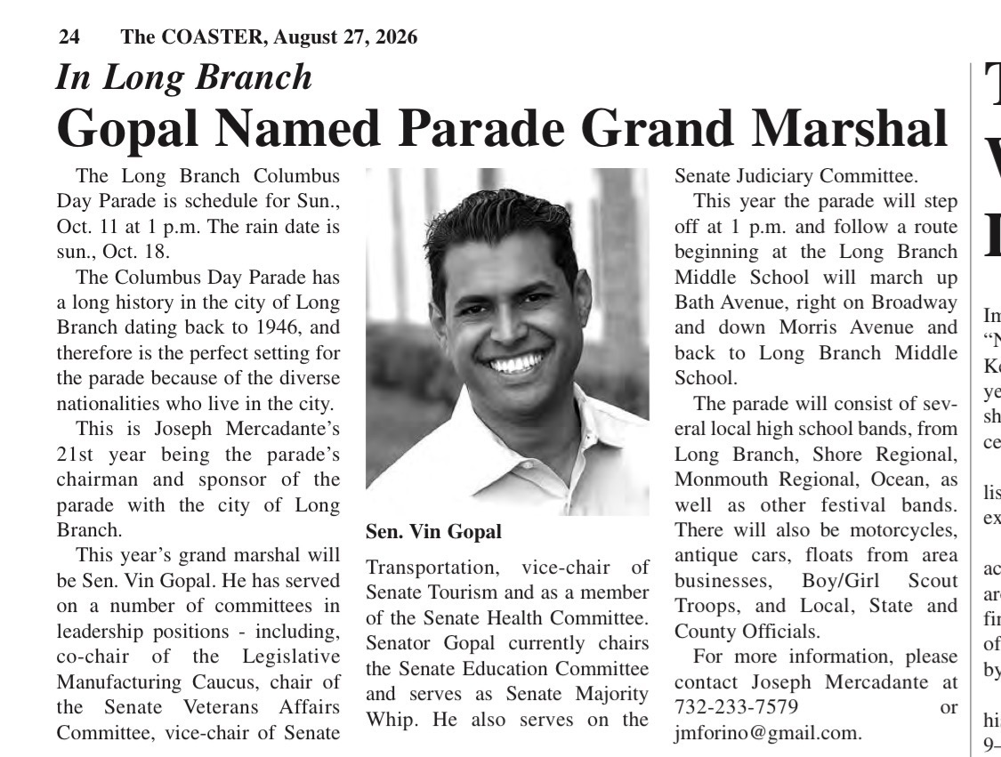 vingopal's tweet photo. It is an honor to be named this year's Grand Marshal of Long Branch's historic Columbus Day Parade. The Italian-American community in Long Branch has a rich history, and this parade plays a vital role in celebrating and preserving that heritage. As part of my continued commitment to Italian-American families here, I will be raising $10,000 to support heritage scholarships and youth programs throughout Monmouth County.

Look forward to seeing everyone at the parade!

@LongBranchPD @visitlongbranch @LongBranchCity @longbranchfire