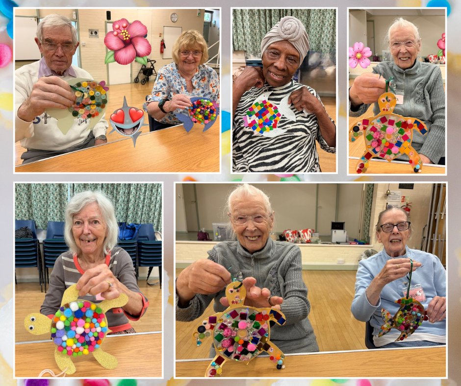 EssexDementiaCa's tweet photo. Sandon Oasis clients spent a leisurely morning making turtles and fish decorations out of old CDs and decorating with buttons, sequins and pom poms.
#arttherapy #creativetherapy #CognitiveHealth #dementiacare #dementiasupport https://t.co/WGzqLEVXlx