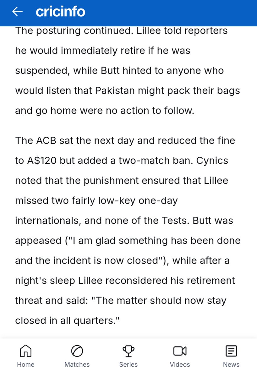 Cric__Desi's tweet photo. @Luke_Pownall @james_luke08 @Final_Word_Pod @collinsadam Nope. Dennis Lillee was not suspended for two test matches. https://t.co/SjrsYzJ25U