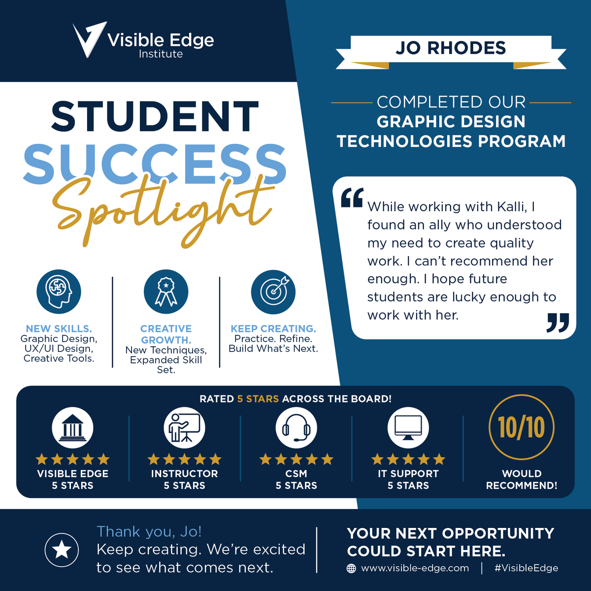 VisibleEdge's tweet photo. 🎨 “I found an ally who understood my need to create quality work.” Congrats, Jo, on completing the Graphic Design Technologies Program. Thank you, Kalli!

https://t.co/OKLEmQ47GQ

#VisibleEdge #StudentSuccess #GraphicDesign #UXDesign #UIDesign #CreativeCareers #CareerTraining https://t.co/ZxZBZCeuCT