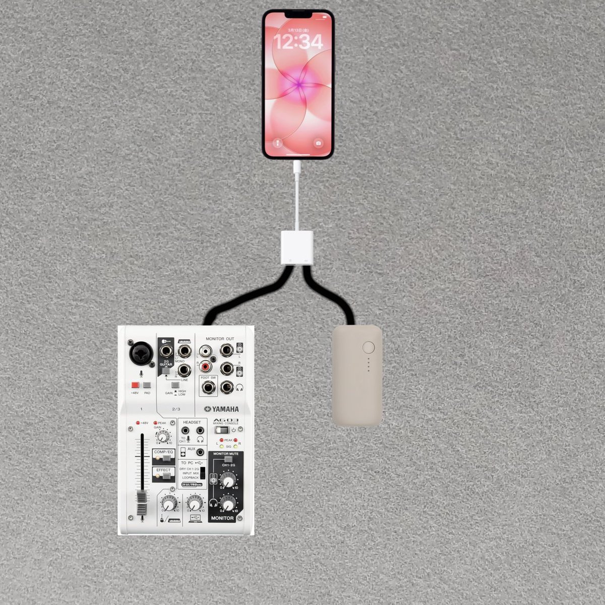 albartolouis's tweet photo. AG03の小技

カメラアダプター側の給電にモバイルバッテリーを使うとノイズが無くなり高音質になります https://t.co/ClcfjOunkE