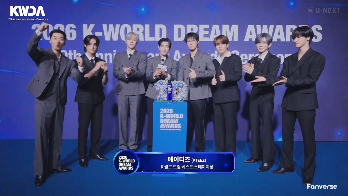 ATEEZUD's tweet photo. [🏆] ATEEZ on 2026 K-WORLD DREAM AWARDS

• Best Stage Award
• Artist Award
• Group Popularity Award
• Best Artist Award
.
#ATEEZ #에이티즈 @ATEEZofficial https://t.co/Y2k2Orpr5L