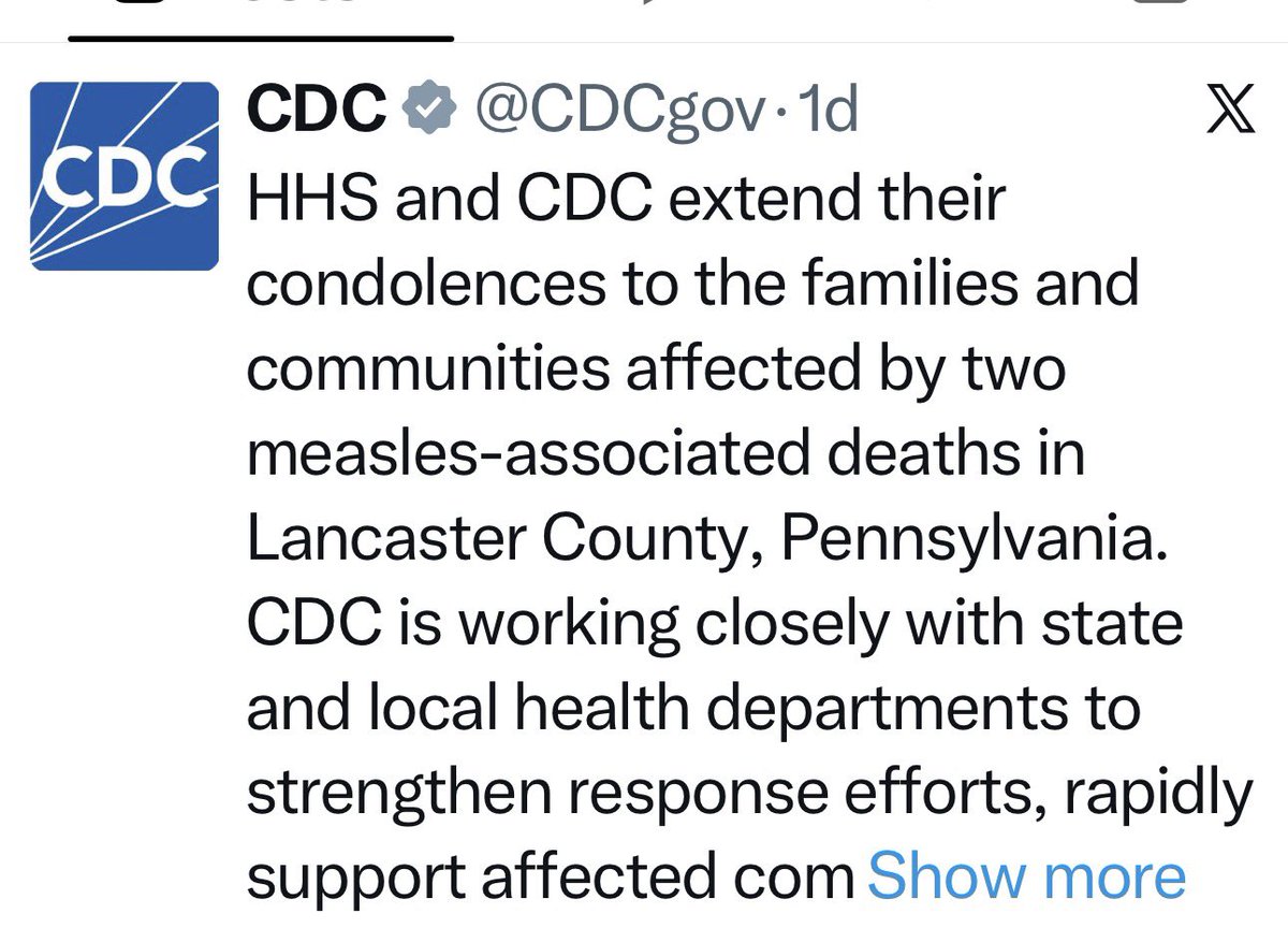 MaryBowdenMD's tweet photo. CDC director Erika Schwartz proves she’s a fool and a liar. Why was this posted and why hasn’t it been removed? Her boss, @SecKennedy, has posted this is misinformation. https://t.co/6sWCHmczz9