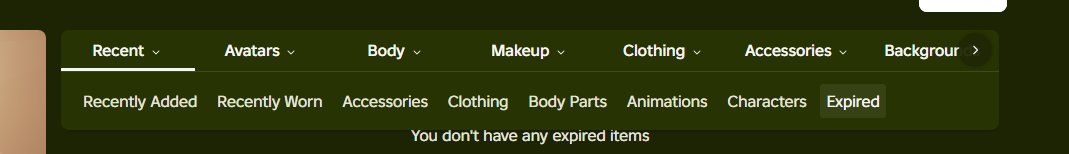 idelww's tweet photo. #rtc #roblox #robloxugc #robloxupdates #robloxnews #robloxdev
An "Expired" Tab can to be seen in your Roblox Avatar Editor tab. Not sure what this is/will be used for. Perhaps deleted items?
https://t.co/afKgb8qXUZ https://t.co/KkNReI6NXt