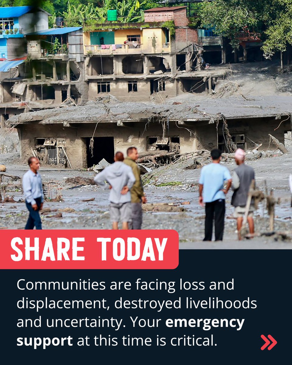 ShareTheMealorg's tweet photo. 🚨#Nepal #flood emergency. Urgent support is needed now.

@WFP has dispatched #emergency #food rations to affected areas to ensure life-saving assistance reaches impacted communities ASAP.

🚛 https://t.co/71MlJsXUnV

Share meals now to help. 💛

#NepalFlood | Photos: ©AFP https://t.co/Qcv4XkcyAs