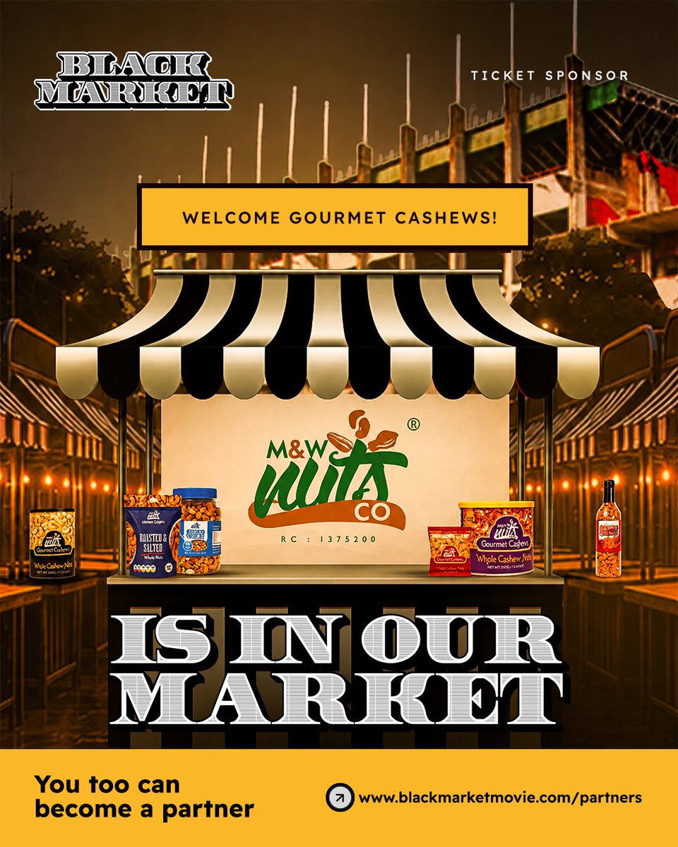 NoraAwolowo's tweet photo. The M & W Nuts Company have claimed their seat in history, as our ticket Sponsor, and snack brand🎉🥰🥳. 
Afterall what is a movie without mouths moving and munching🥜🥡. 
They will be serving premium deliciousmess with their range of premium Gourmet cashews. 

They will be also giving away 500 tickets- 100 every week, and 2 extra VIP tickets. So follow @thenutsco to stand a chance to cop one.
Happy munching.