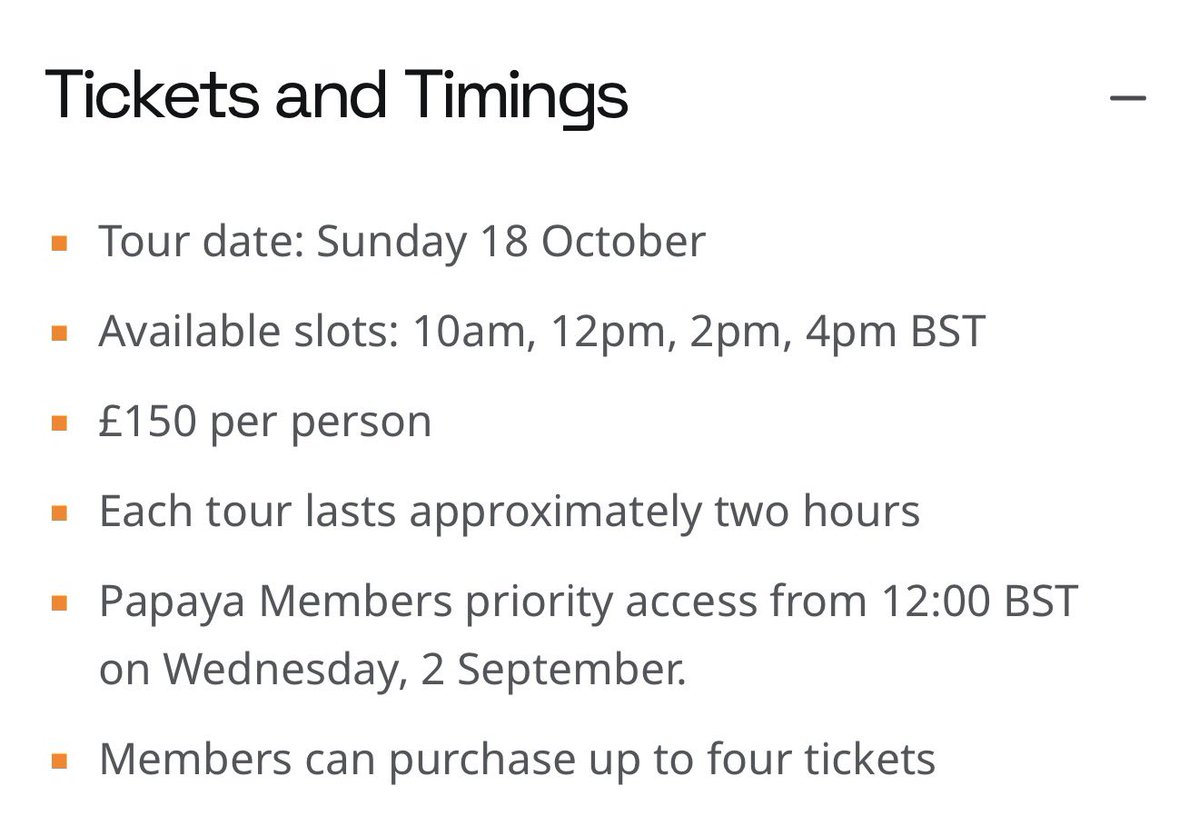 bronwynslay's tweet photo. £150 for a tour of the mtc????? I won a competition to go for free in december 2025 and have this EXACT tour so TRUST me it is not worth that much DO NOT fall for this people!! mclaren you are so so greedy https://t.co/wL9n95r1cn