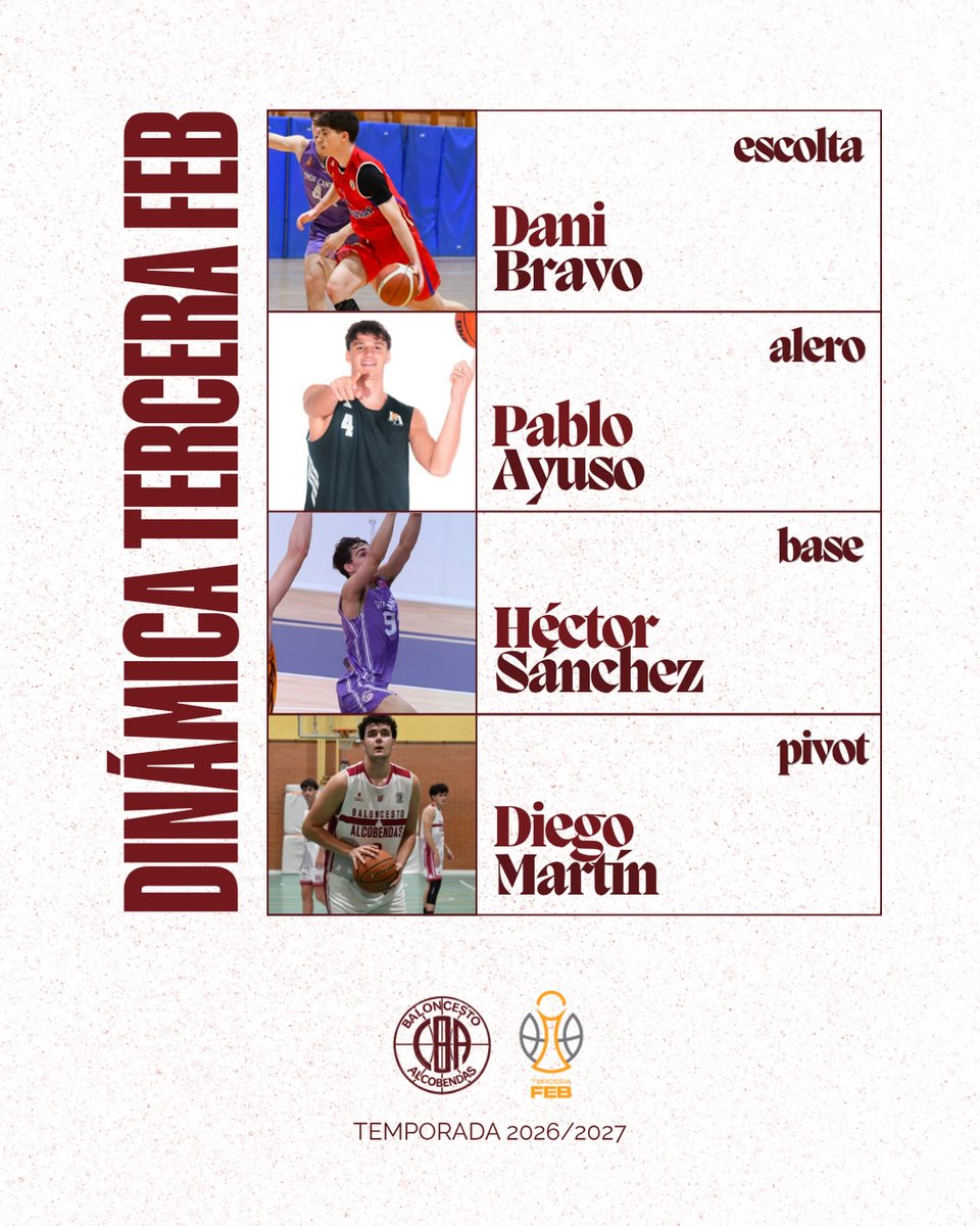 CompeticionFEB's tweet photo. 🚨 Mercado #TerceraFEB: Movimientos a orillas del Mediterráneo

▶️ Cuatro canteranos para un @cbalcobendas que suma en su pintura

✅ Daniel Pérez - @DeniabcOficial
✅ @m_mariscal10 - @cbjorgejuan
✅ Alejandro Relaño - @cbalcobendas
✅ Canteranos - @cbalcobendas https://t.co/7pb2bHlZAb