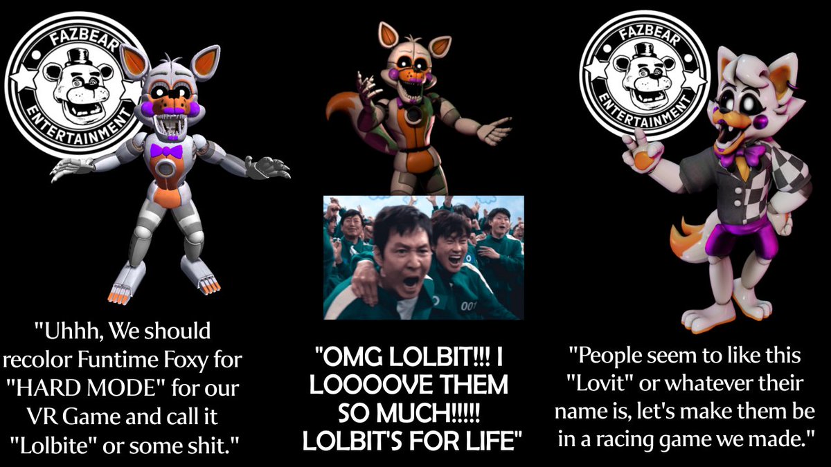 FunGame1737951's tweet photo. Alright, ScottGames. 
Here's my theory of the beautiful origin of Lolbit The Foxbit! (BASED ON TRUE FACTS.) https://t.co/1y0Nt7mCdM