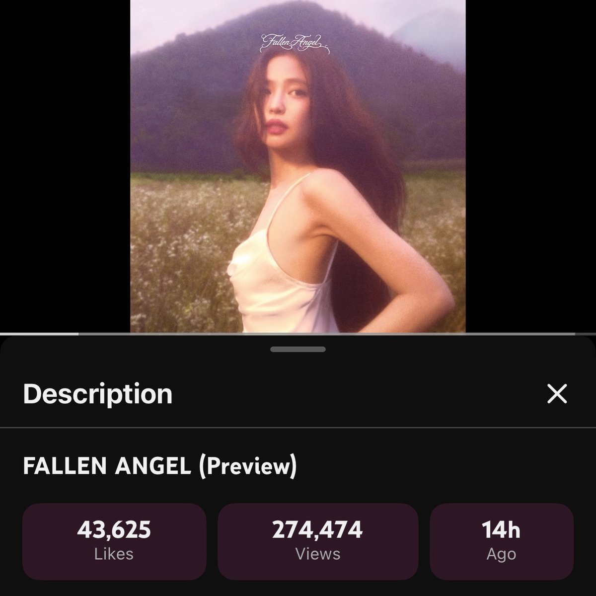 p1nks4vage's tweet photo. fallen angel (preview) in 14 hours in comparison with less than a lover (preview) which is a month old https://t.co/VJA5SToukO