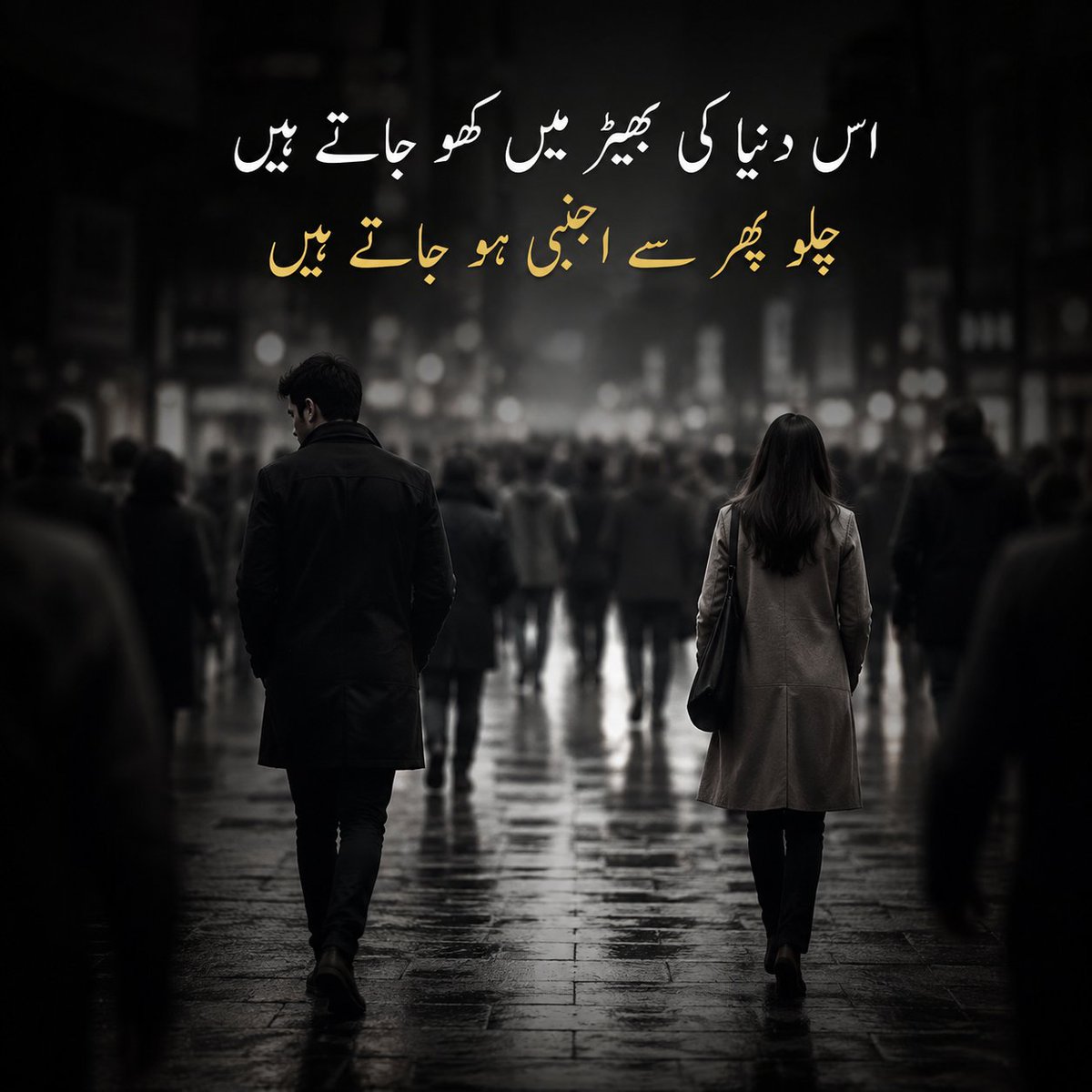 zmr88i's tweet photo. اس دنیا کی بھیڑ میں کھو جاتے ہیں
چلو پھر سے اجنبی ہو جاتے ہیں
ضمر
#اردو_زبان https://t.co/6xoVW8IkAn