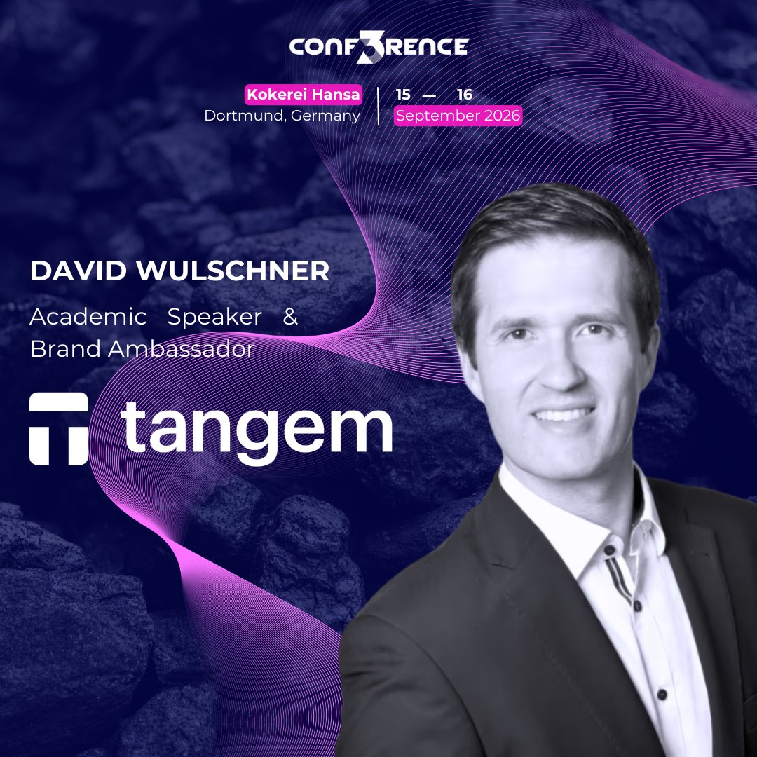 conf3rence's tweet photo. @Tangem is bringing David Wulschner to CONF3RENCE 2026.

Tangem makes cold wallets that fit in your wallet — an NFC card or a ceramic ring, no battery, no cables, no seed phrase required. Keys generated on an EAL6+ Samsung secure element that never releases them, immutable firmware audited by Kudelski and Riscure, open-source app, 14,000+ assets, 25-year warranty. Tangem Pay now adds Visa spending from USDC on Polygon while holdings stay non-custodial. David is their first official brand ambassador and runs the education side.