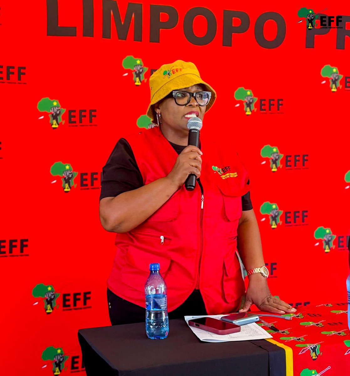 EFFSouthAfrica's tweet photo. Commissar Rebecca Mohlala at the  Limpopo Provincial Elections Task Force reporting meeting. 

We are oiling the machinery and preparing for total victory!

#VoteEFF https://t.co/gxmmG3J5Xe