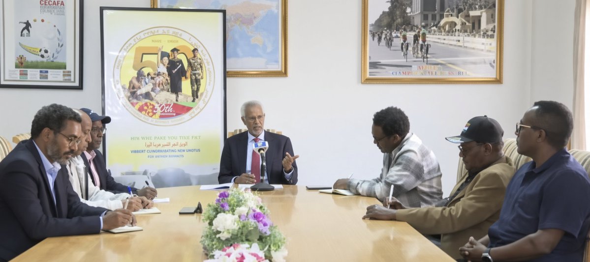 GhideonMusa's tweet photo. ጽምብል ዝኽሪ ወርቃዊ እዮቤልዩ  ምምስራት ቤት ምህርቲ ሰውራ “ዕዙዝ ዝኽሪ ንሓድሽ ወፍሪ ህዝጸት ሃገር” ብዝብል ቴማ ብደረጃ ሃገር ካብ 14 ክሳብ 20 መስከረም ከምዝካየድ ኮሚሽነር ባህልን ስፖርትን ገሊጹ። #Eritrea https://t.co/66DgB0Xe6a
