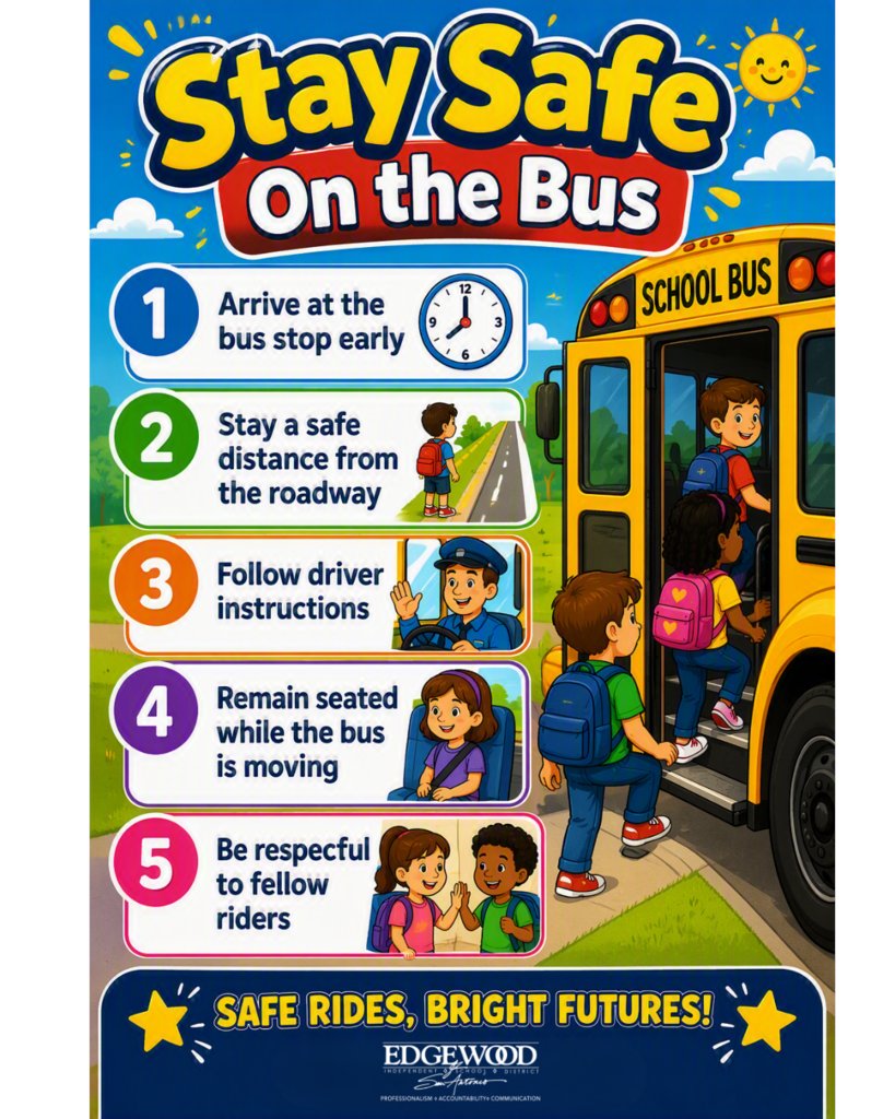 EISDMemorialHS's tweet photo. School Bus Safety Starts with Students! Remind students to:  
🚌 Arrive early 
🚌 Stay a safe distance from the roadway 
🚌 Follow driver instructions 
🚌 Remain seated 
🚌 Be respectful
Still need transportation? Find details on the Back to School page at https://t.co/weFrEIX9bW https://t.co/xzHWTwBLRq