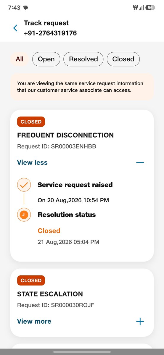 Jatin_AI's tweet photo. @JioCare Service request was closed without informing us. Nobody called or considered visiting my place. We've been constantly facing internet issue. If this continues I will surely cancel my subscription. https://t.co/I2Xn22cfPL