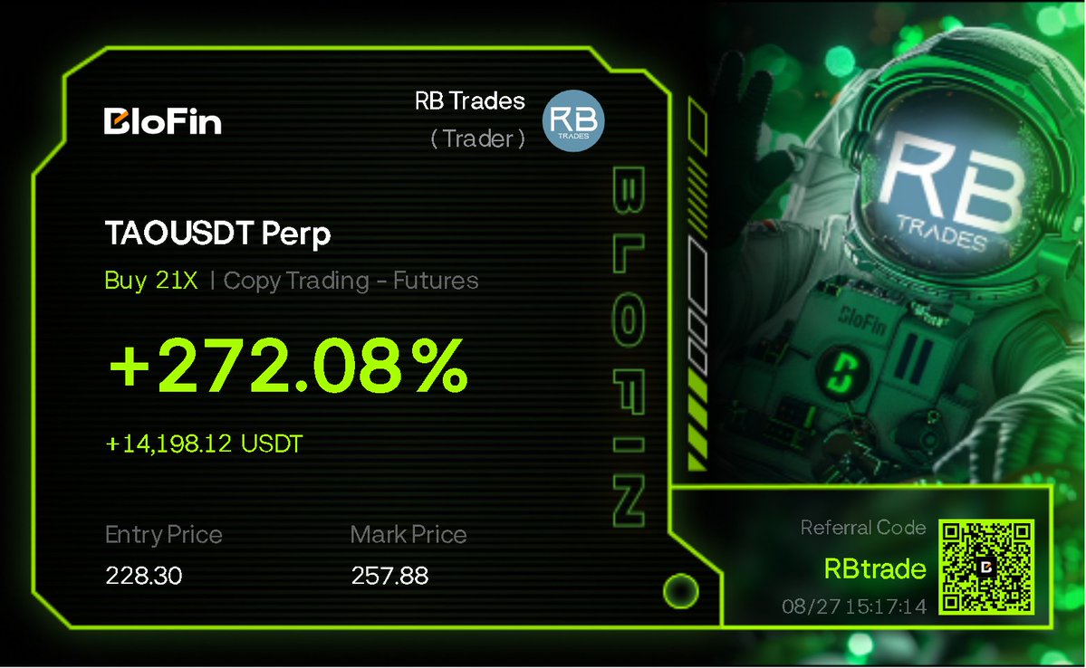 RB_xbt's tweet photo. bittensor:native 

My oh my look what my copy trading has caught.

6 figure TP btw, see you then.

No one does LIVE copy trading and makes money like me. https://t.co/5Lit2yHuW4