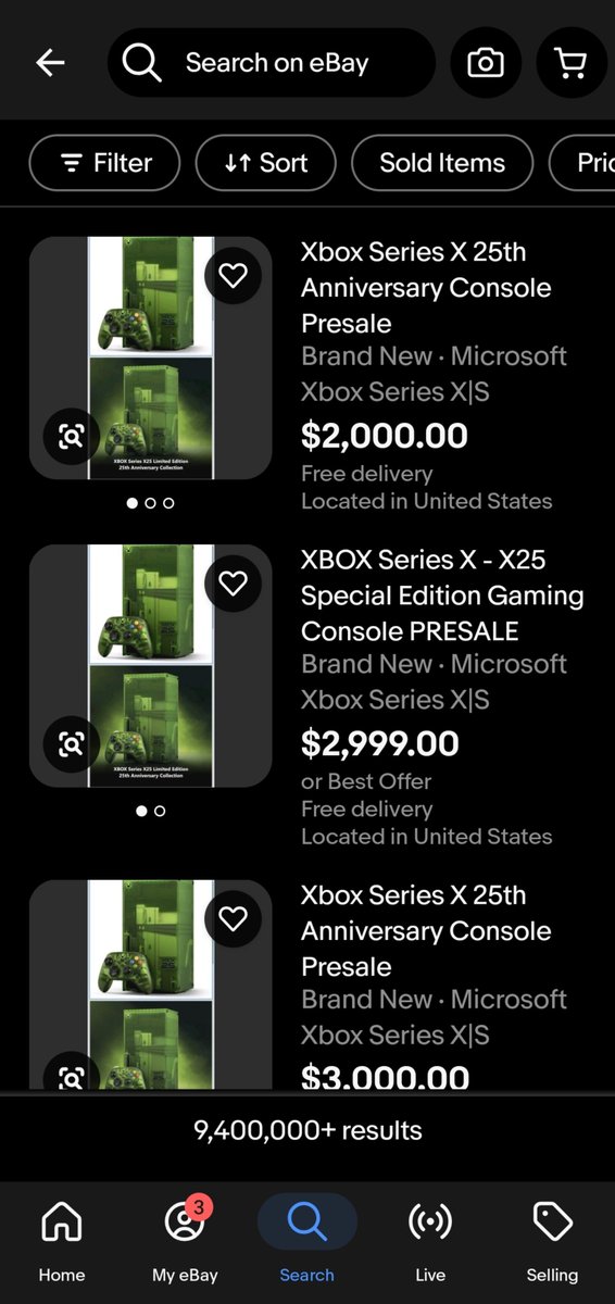 Kidskull51's tweet photo. For the record yes people did scalp the 25th Xbox console and selling them at insane prices! Do report the listings if you can! https://t.co/0kMKspYd7Z