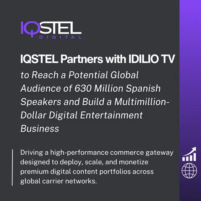 Randy_SwingEdge's tweet photo. $IQST   -   $ IQSTEL 🌐 IQSTEL Partners with IDILIO TV to Reach a Potential Global Audience of 630 Million Spanish Speakers and Build a Multimillion-Dollar Digital Entertainment Business. https://t.co/qMRIS6Xuf1