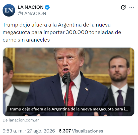 usdtermo's tweet photo. Argentina quedó afuera porque Argentina YA CUENTA con un contingente arancelario propio de 100.000tn (20.000 de siempre + 80.000 sumadas en 2026). Hasta que no les pase algo no van a dejar de operar, no? https://t.co/5NDJzOrkDy