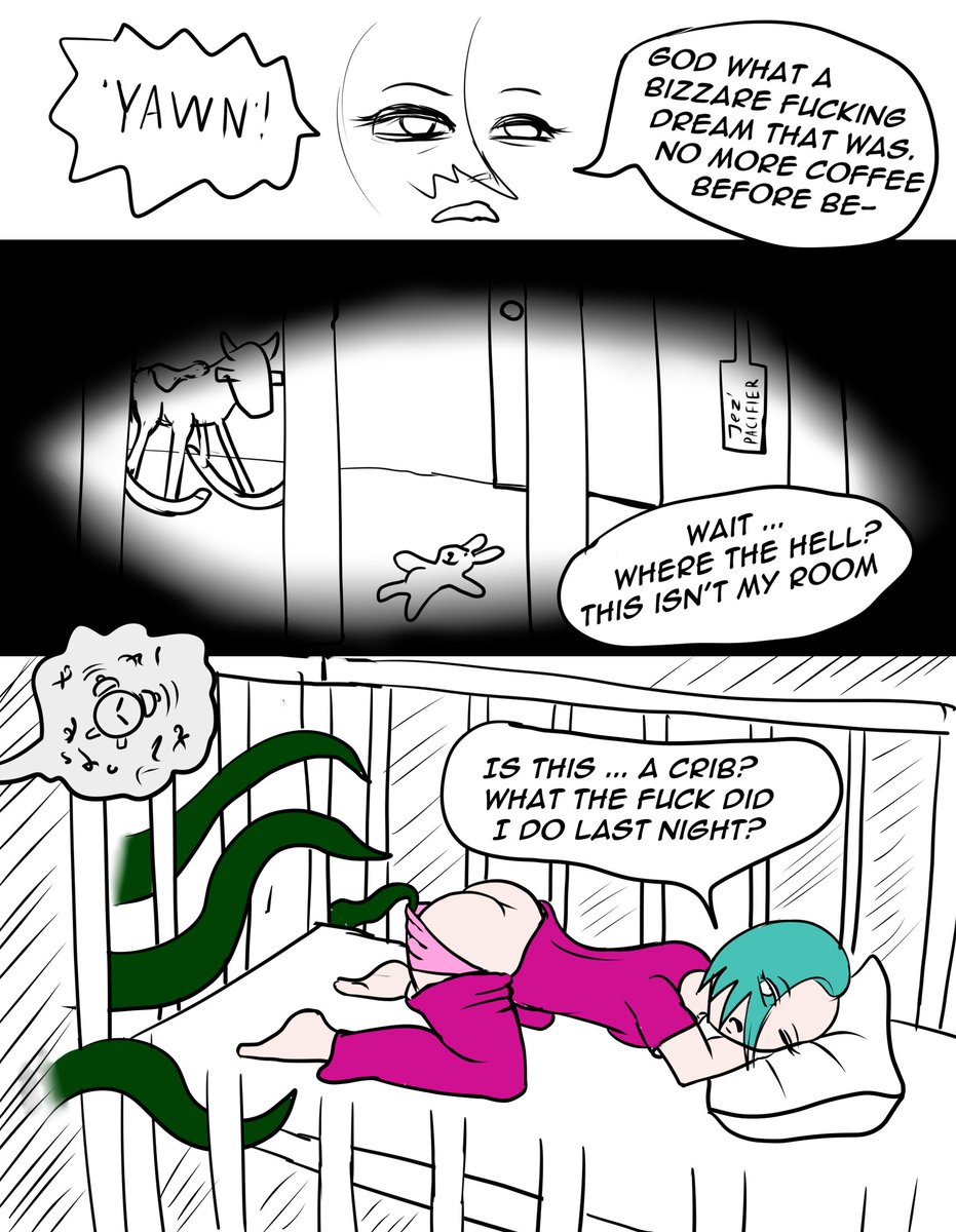 F3A3P's tweet photo. I'm beginning chapter 2 now. I won't be able to keep up this pace, but it's been a fun week of drawing.
Characters are all over 18, just to be clear. The comic involves elements of ageplay and schoolgirl fetishism, but everyone is explicitly college aged or immortal. https://t.co/LgBSbkvi5u