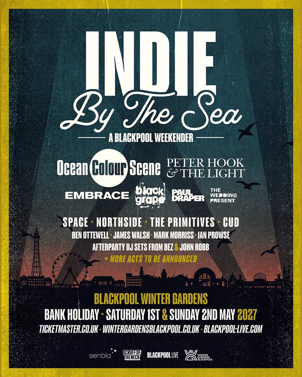 mansunband's tweet photo. Delighted to be playing  Indie By The Sea in Blackpool with my band next year. It's a great line up, tickets on sale Friday, see you there! Paul https://t.co/C1LLR0yTyN