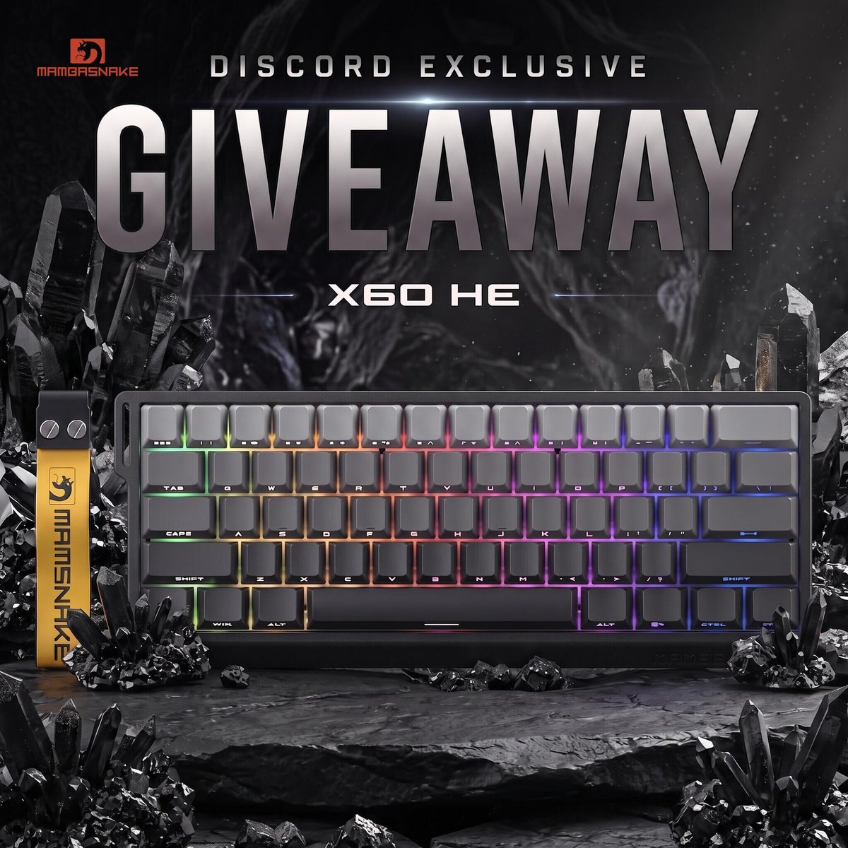 MAMBASNAKEAU's tweet photo. 🐍 MAMBASNAKE Discord Giveaway Alert – Win The MAMBASNAKE X60 HE! 🎉

⚡ We’re giving away the MAMBASNAKE X60 HE Wireless Gaming Keyboard!

🔥 Why X60 HE?
🎯 0.01mm Rapid Trigger
⚡ 8000Hz Polling Rate
🚀 Ultra-low 0.125ms Latency
🎮 Hall Effect Magnetic Switches
🔧 Adjustable Actuation & Snap Tap
📡 Tri-Mode: Wired / 2.4G / Bluetooth

📌 How to Enter:
➡️ Join our Discord: https://t.co/BjmMDDBx64
➡️ React to this post with any emoji
➡️ Follow us on this platform
➡️ Like & share this post

📅 Ends: September 3
🏆 Winner will be announced in Discord!

🚀 Don’t miss your chance to upgrade your gaming setup with the MAMBASNAKE X60 HE!
🍀 Good luck, everyone!

#giveaway #mambasnake #X60HE #gamingkeyboard #mechanicalkeyboard #rapidtrigger #gaming