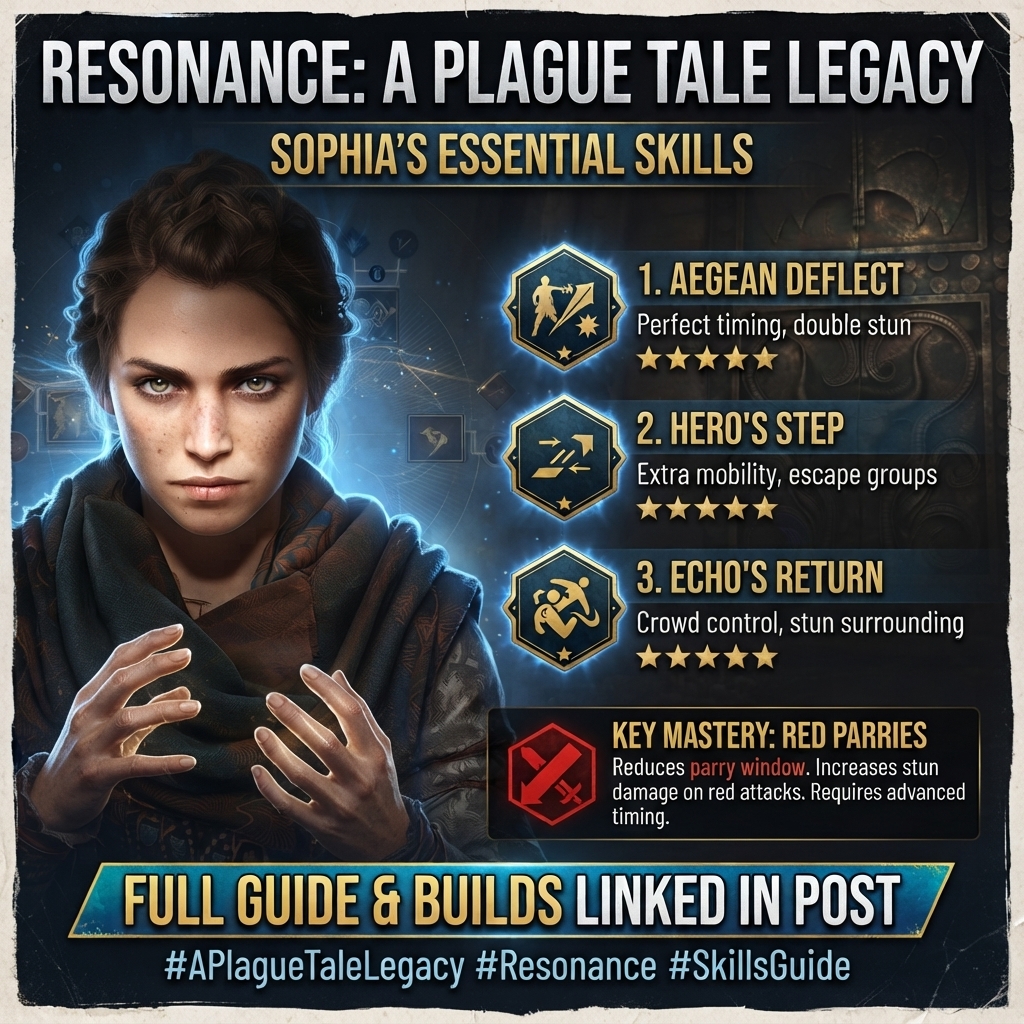 DTGREV's tweet photo. Not sure which skills to unlock first in Resonance: A Plague Tale Legacy? Don't waste your Resonance Points!

Check out our guide for top picks like Aegean Deflect, max costs, and builds: https://t.co/DaIbjXUBbM
#APlagueTaleLegacy #Resonance #SkillsGuide https://t.co/jI2wWbKOci