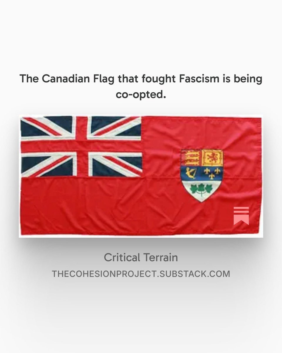 PH_OSINT's tweet photo. The #RedEnsign is not a fascist flag. 

It is a historic #Canadian symbol carried by the generation that fought fascism. That is exactly why its appropriation by white nationalists is so ridiculous.

This piece looks at how heritage is being rewritten as ancestry, demographic grievance, & ethnic entitlement…
And why #Canada should refuse to surrender the flag or *any* of the rich and complicated history that it represents.

 #CanadianHistory #Canmiltwitter #WhiteNationalism #Extremism #Antifascism #NationalSecurity

https://t.co/rjJhIvojNv