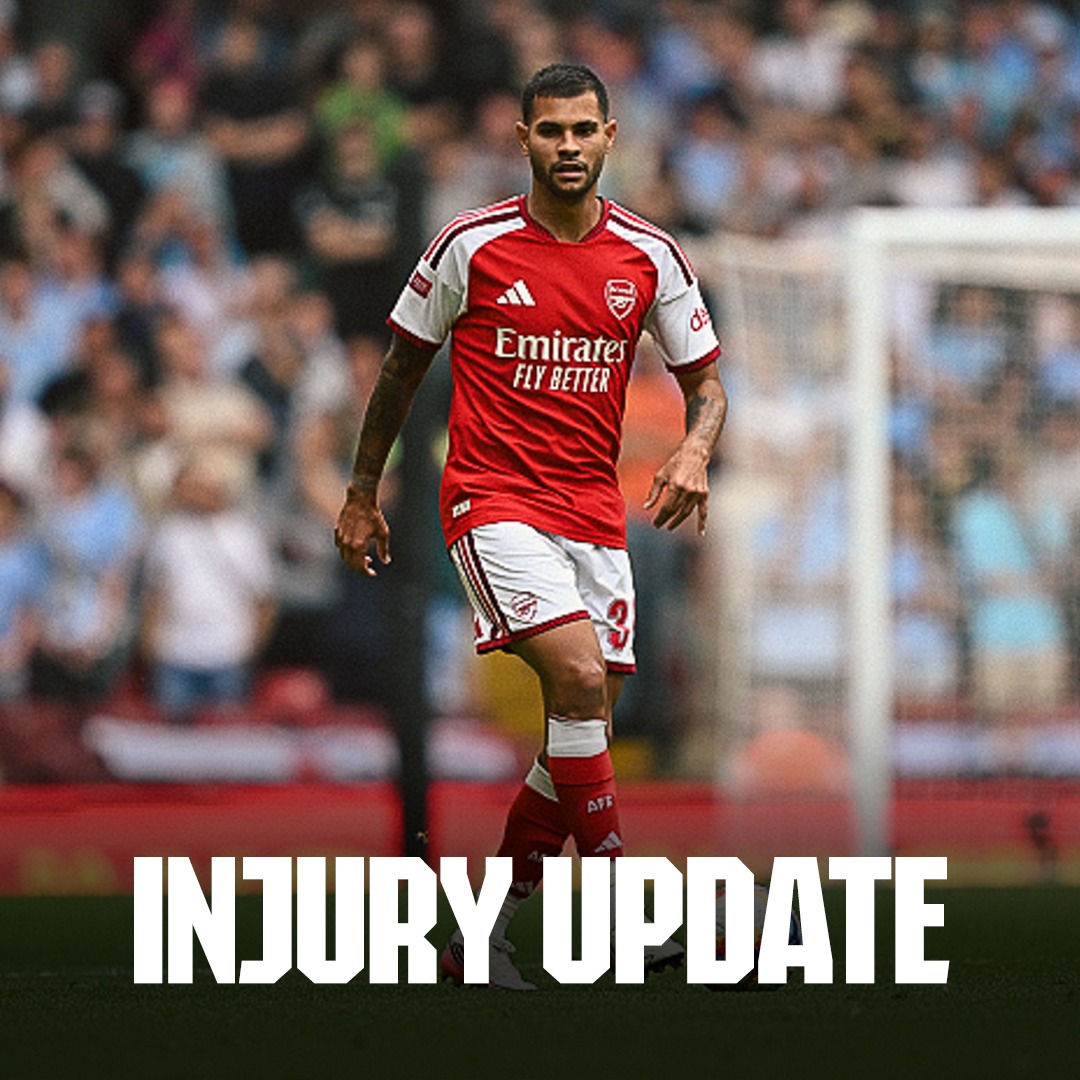 Arsenal's tweet photo. Mikel Arteta has provided an injury update on Bruno Guimaraes, Jurrien Timber and William Saliba 👇