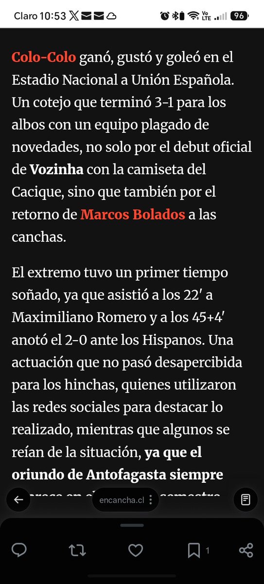 marcomonsrivera's tweet photo. @encanchacl Me perdí el gol de la unión. https://t.co/wRZBnhCNKG