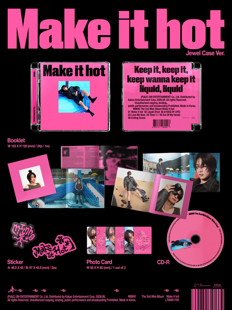 SHINee's tweet photo. Album details (Jewel Case ver.)

MINHO 민호 The 2nd Mini Album
【Make it hot】
➫ 2026.09.07 6PM (KST)

💿Pre-order
https://t.co/XCphdojSMn

#MINHO #민호
#Makeithot #MINHO_Makeithot
#SHINee #샤이니 https://t.co/VVrtefEwfZ