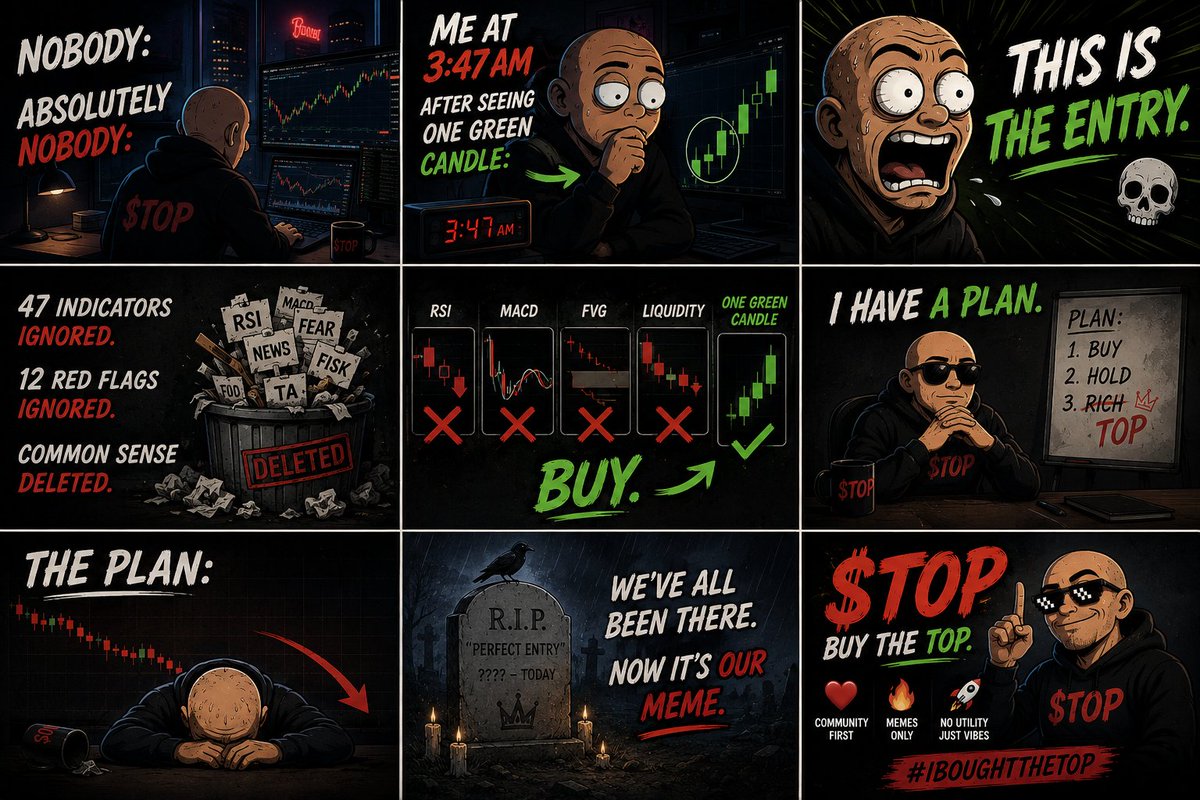 BuyTheTopCoin_'s tweet photo. 47 indicators ignored.
12 red flags ignored.
One green candle = BUY. 💀
$TOP — we ARE the entry. 👑

#BuyTheTop #IBoughtTheTop #TOP #crypto #memecoin #solana #trading https://t.co/kvNTGqeHX5