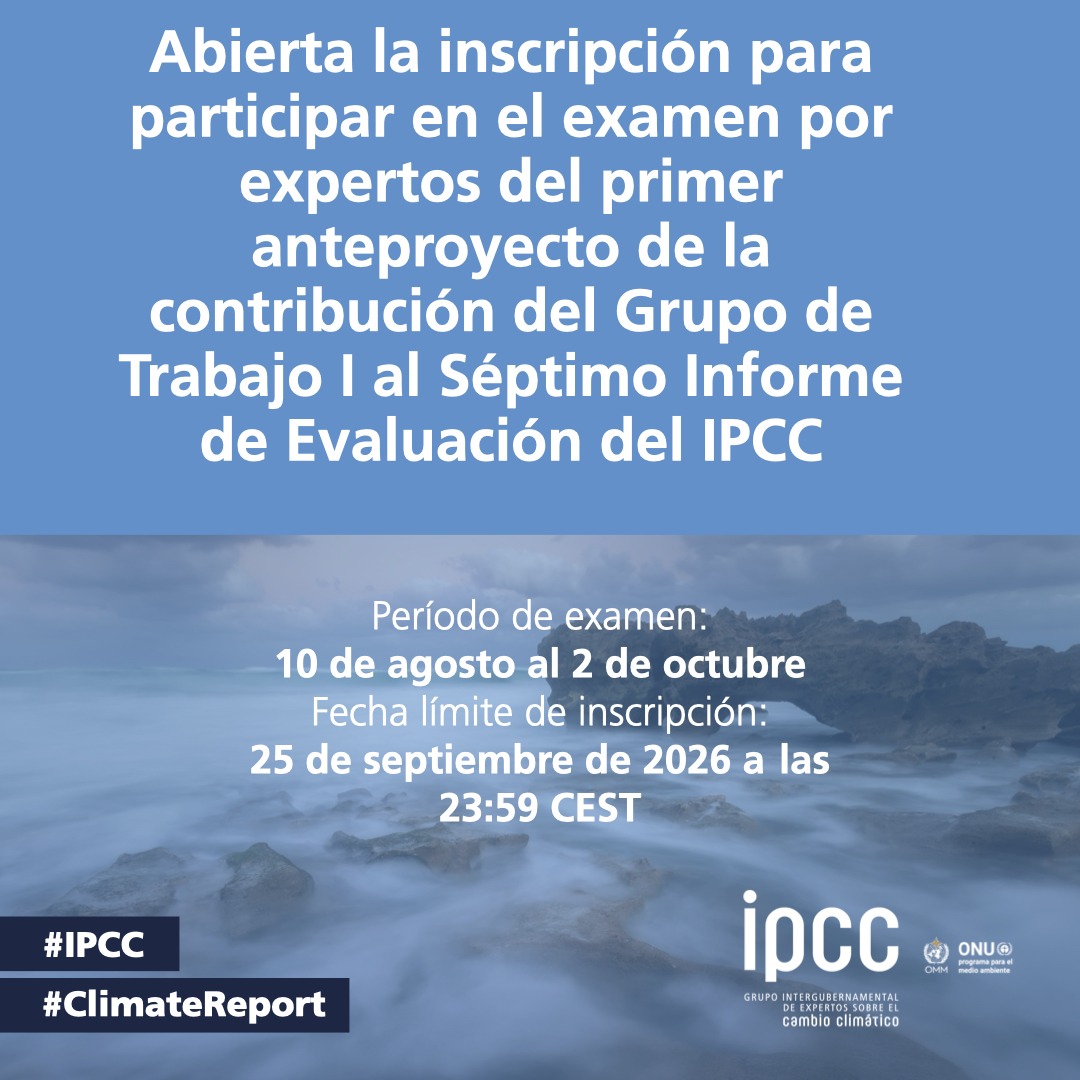 IPCC_CH's tweet photo. 📣 Abierto el plazo de inscripción para participar en el examen por expertos del primer anteproyecto de la contribución del Grupo de Trabajo I al Séptimo Informe de Evaluación del IPCC.

Leer más 🔗 https://t.co/jXELOzgX7z https://t.co/0UjbeiaotK