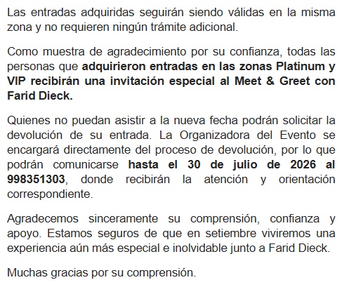 Dengari's tweet photo. ¿¿¿Quiénes más siguen a la espera de que la productora @GilgalProduc les devuelva el dinero de las entradas del evento "FARID - ROBERTO MTZ"???? Programado inicialmente para el 03/05/2026, pospuesto inicialmente para el 18/07/2026, y luego para el 12/09/2026. @IndecopiOficial https://t.co/1jZAmJu8tZ