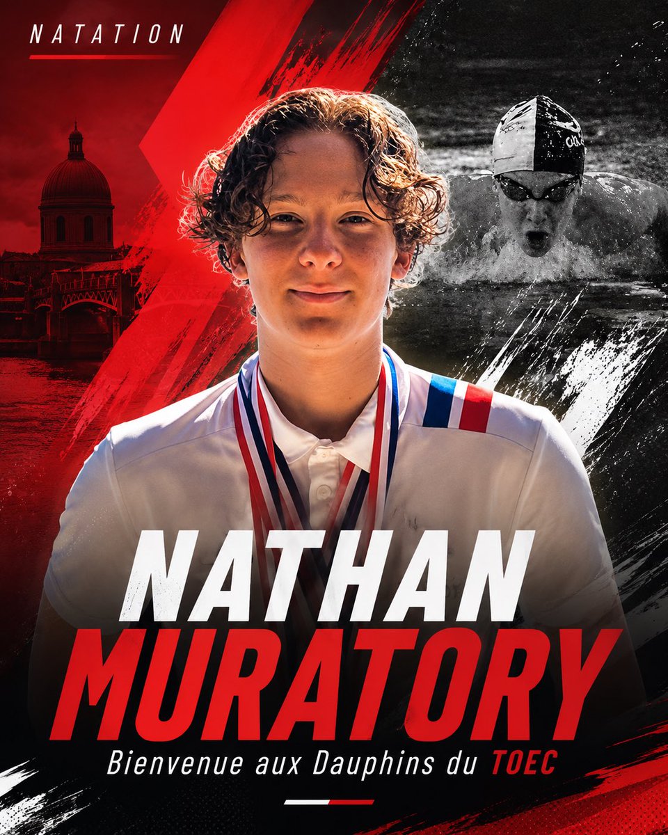 Axel_psk's tweet photo. 🏊‍♂️ Bienvenue à #Toulouse Nathan Muratory ! L’un des grands espoirs de la natation française, recordman du monde junior du 200 m dos, rejoint les Dauphins du TOEC pour poursuivre sa progression. Une très belle recrue pour le #sport toulousain ! 💪 https://t.co/ACxWWTW1JI