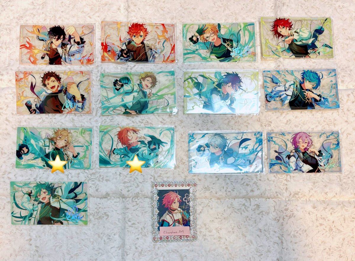 kurokan_509's tweet photo. 【交換•譲渡】あんスタ 中国 9周年 クリアカード クリカ

譲→北斗.スバル.真.真緒.鉄虎.翠.忍.奏汰.薫.レオ.カンナ.ユメ.ライカ

求→同異種こはくor240円/枚(+送料)

＊⭐️は交換のみ
＊異種はリトリン記載のお品物優先
＊異種は優先順位の関係でお断りする場合もあります

→ https://t.co/tCiYyROwOb