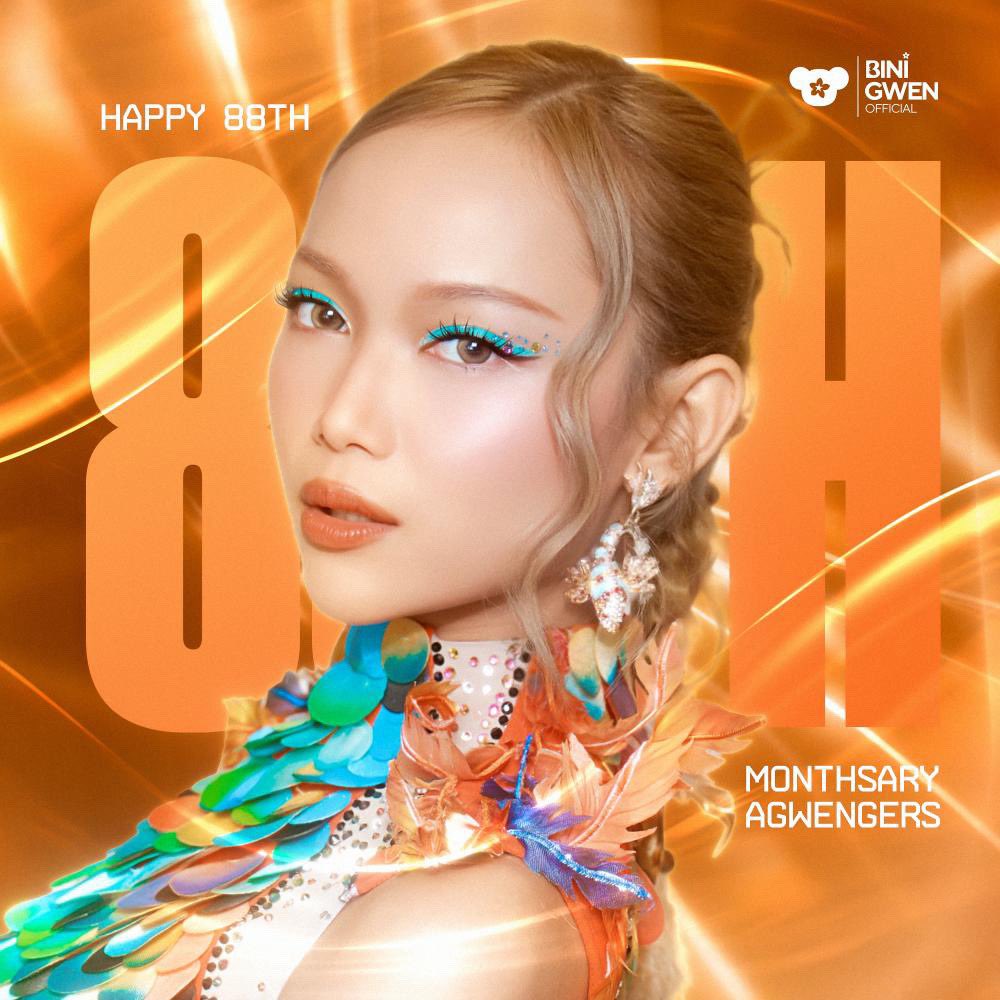 BiniGwenOFC's tweet photo. Happy 88th Monthsary, aGWENgers! 🥳

Before this day ends, we would like to extend our heartfelt gratitude to each and every one of you. Thank you for all the love and support that continue to remain strong to this day. May we continue to grow together as we continue to shower our @bini_gwen with all the love and support she deserves! 💖

We love you, our Gweny! Walang endgame ’to! 🧡

#BINI #BINIGwen #GwenApuli