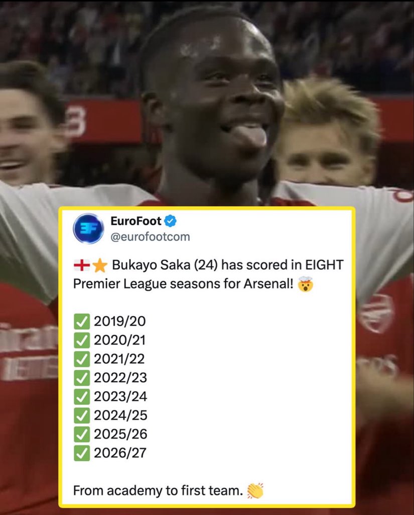 TheRealAB_TECH's tweet photo. 🤯 WE'VE SEEN THAT FORM BEFORE, WE WILL SEE MORE OF BUKAYO SAKA THIS SEASON.❤️

Bukayo Saka turns 25 next month, yet he's already in his eighth season with Arsenal. He opened the campaign with a goal in Friday's 3-0 win over Coventry City, his 82nd for the club. 👏

The boy is now a man, but Saka's stardom remains consistent. 💫 #AFC