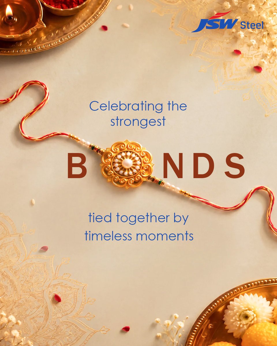 jswsteel's tweet photo. Every thread tells a story of love, protection and a bond that only grows stronger with time. We at JSW Steel wish you and your family a Happy Raksha Bandhan.

#JSWSteel #InnovationIsAlwaysAround #HappyRakshaBandhan https://t.co/oHexCQalOs