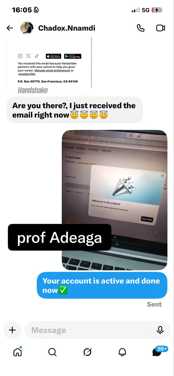 profAdeaga's tweet photo. Assessment done✅ if have project mark on your handshake account
Bring it for onboarding and assessment.
Am now active🟢✅ https://t.co/qhcWFfeRKM