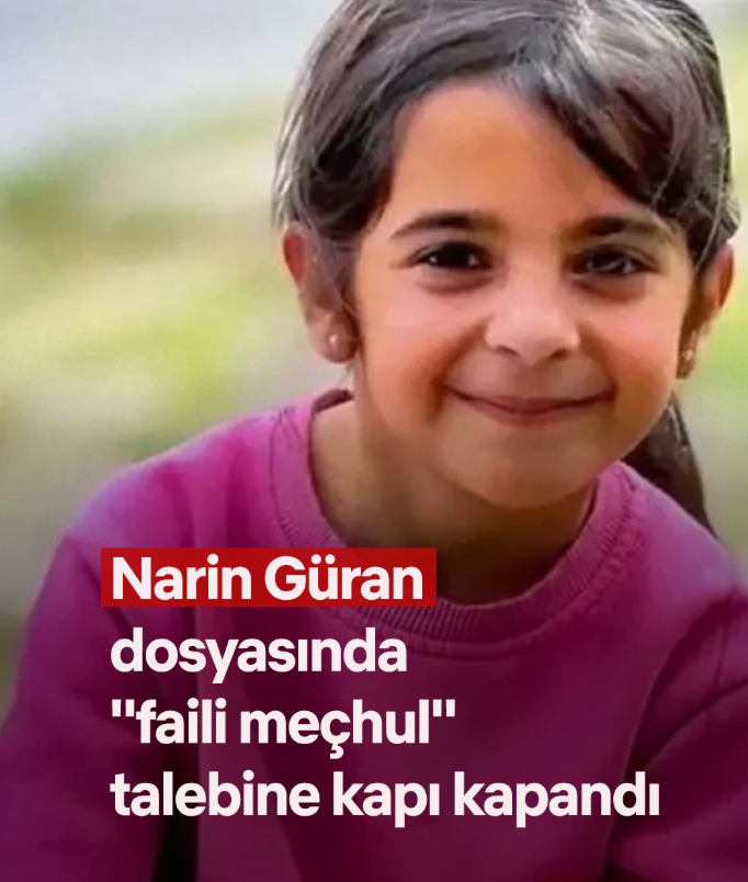 avalieryilmaz's tweet photo. LANNNNN!
Hani katil Nevzat tı?
Varya sizin ....
"Güran ailesinin, Adalet Bakanlığı'na, Narin Güran cinayetinin “faili meçhul” kapsamında yeniden ele alınması yönündeki başvurusu kabul edilmedi. Dosyanın "faili meçhul" kapsamında yeniden incelenmesini gerektirecek yeni ve somut bir delile ulaşılamadığı ifade edildi."