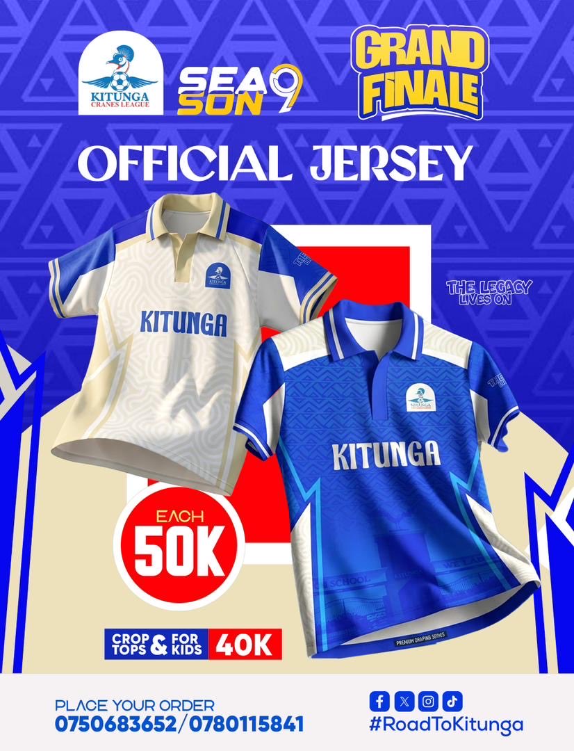 KitungaLeague's tweet photo. The official kit for #RoadToKitunga is out.
Make your orders for the merchandise.
#KitungaLeague #RoadToKitunga https://t.co/eIIaL3hHMZ