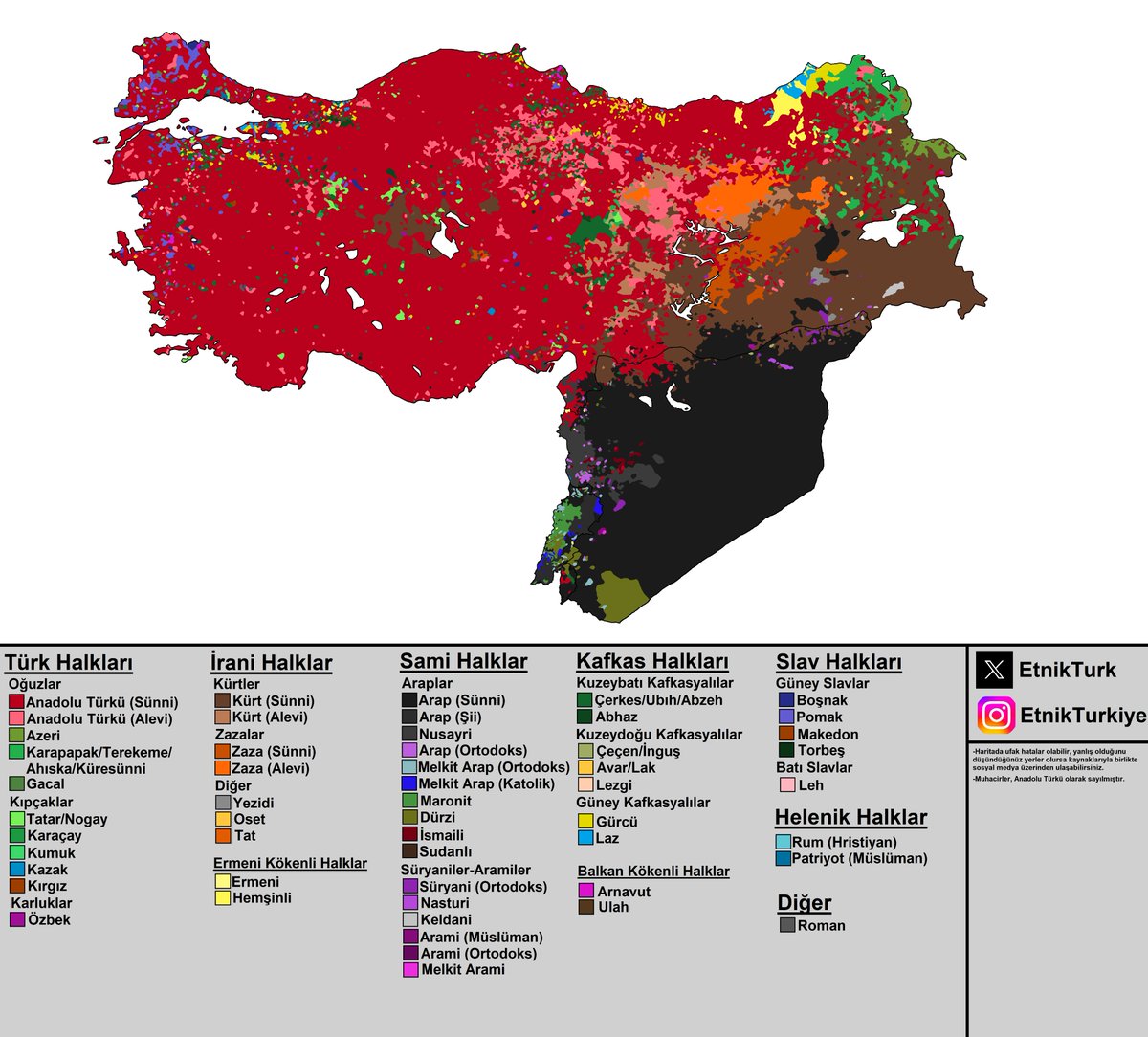 etnikTurk's tweet photo. Türkiye/Suriye/Lübnan detaylı etnik/dini haritası https://t.co/0kFFLPcCgj
